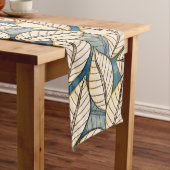 Modern Oerwoud Big Tropical Leaf Blue en Beige Medium Tafelloper (Voorbeeld)