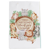 Modern Oerwoud Dieren Groene Safari baby shower Medium Cadeauzakje (Voorkant)