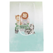Modern Oerwoud Dieren Groene Safari baby shower Medium Cadeauzakje (Achterkant)