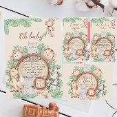 Modern Oerwoud Dieren Groene Safari Waterverf B Kaart