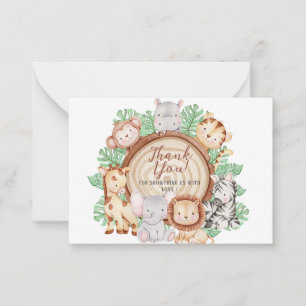 Modern Oerwoud Dieren Groene Safari Waterverf B Notitiekaartje