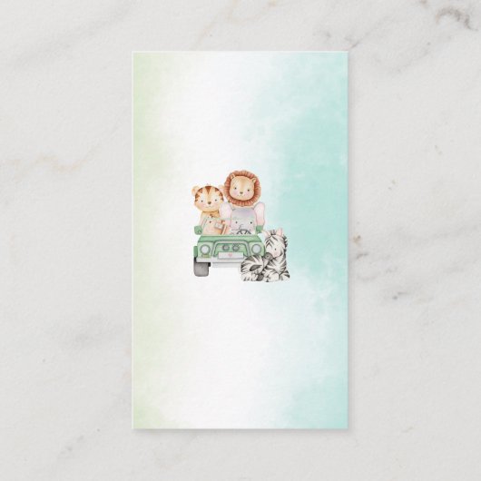 Modern Oerwoud Dieren Groene Safari Waterverf Informatiekaartje (Achterkant)