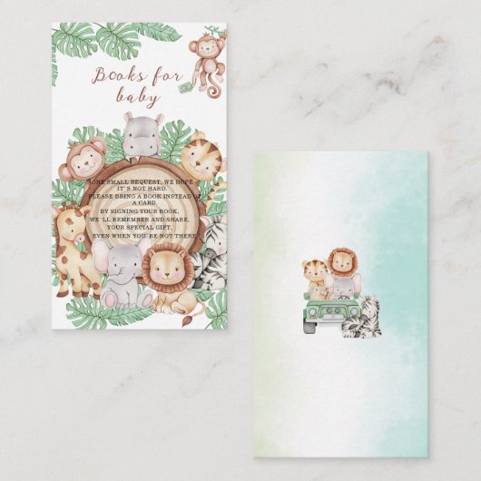 Modern Oerwoud Dieren Groene Safari Waterverf Informatiekaartje (Voorkant / Achterkant)