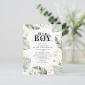 Modern Oerwoud Giraffe Boy Baby shower Kaart (Staand voorkant)