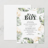 Modern Oerwoud Giraffe Boy Baby shower Kaart (Voorkant / Achterkant)