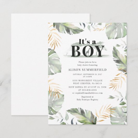 Modern Oerwoud Giraffe Boy Baby shower Kaart (Voorkant / Achterkant)