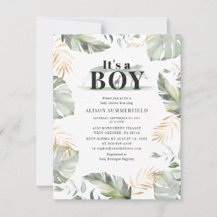 Modern Oerwoud Giraffe Boy Baby shower Kaart