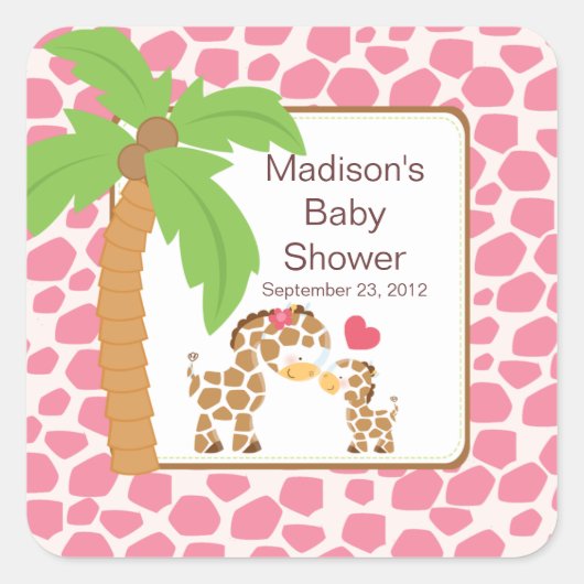 Modern Oerwoud Giraffe Safari Baby shower Sticker (Voorkant)