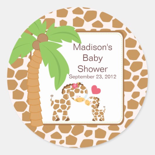 Modern Oerwoud Giraffe Safari Baby shower Sticker (Voorkant)