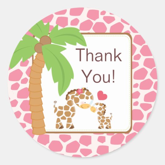 Modern Oerwoud Giraffe Safari Baby shower Sticker (Voorkant)