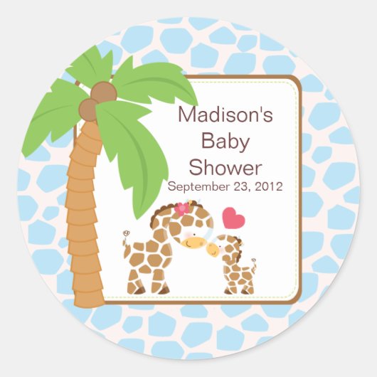 Modern Oerwoud Giraffe Safari Baby shower Sticker (Voorkant)