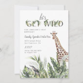 Modern Oerwoud Greenery | Giraffe Birthday Kaart (Voorkant)