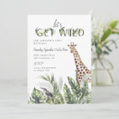 Modern Oerwoud Greenery | Giraffe Birthday Kaart (Staand voorkant)