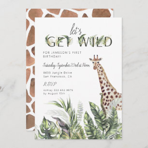Modern Oerwoud Greenery   Giraffe Birthday Kaart