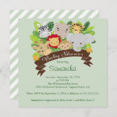 Modern Oerwoud Safari Animals Baby shower Kaart (Voorkant / Achterkant)