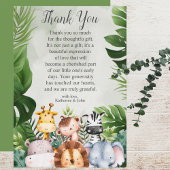 Modern Oerwoud Safari Animals Boy Baby shower Bedankkaart