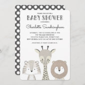 Modern Oerwoud Safari Baby shower Invite Minimalis Kaart (Voorkant / Achterkant)