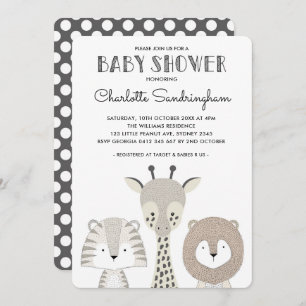 Modern Oerwoud Safari Baby shower Invite Minimalis Kaart