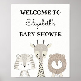 Modern Oerwoud Safari Baby shower Wild Op een dag Poster