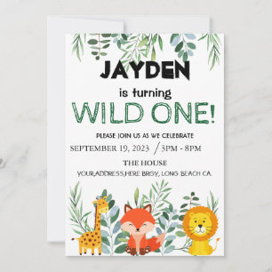 Modern Oerwoud Safari Editable Birthday Kaart