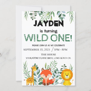 Modern Oerwoud Safari Editable Birthday Kaart