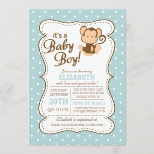 Modern Oerwoud Safari Monkey Baby shower Invitatio Kaart