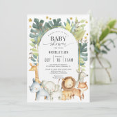 Modern Oerwoud Safari Thormed Baby shower Kaart (Staand voorkant)