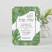 Modern Oerwoud Topical Beach Kustbladeren Bruiloft Kaart (Staand voorkant)