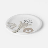 Modern Oerwoud Wild One Birthday Safari Baby showe Papieren Bordje (Gekanteld)