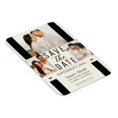 Modern Off White Save the Date 3 Foto Bruiloft Magneet (Rechterzijde)