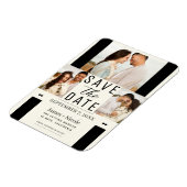 Modern Off White Save the Date 3 Foto Bruiloft Magneet (Linkerzijde)