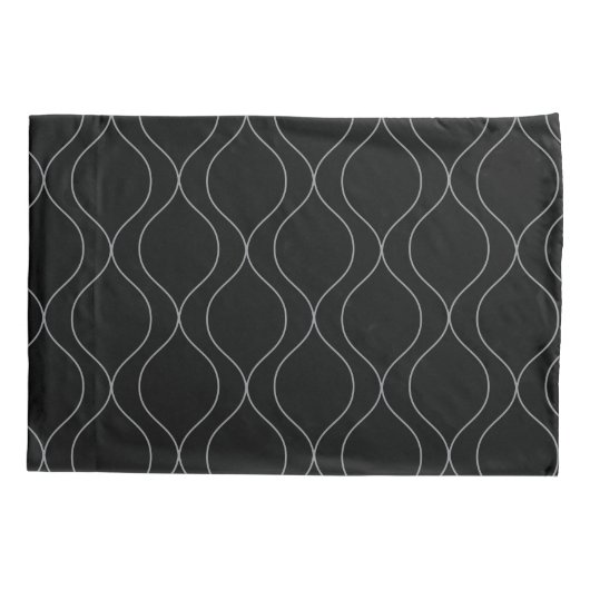 Modern Ogee Curves Pattern Grey Black white Kussensloop (Achterkant-Links)