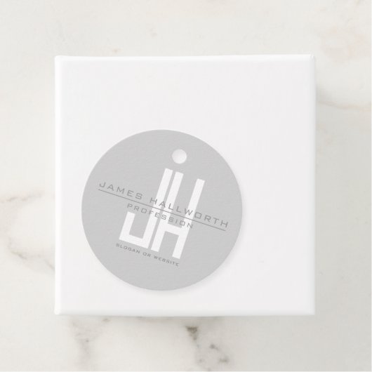 Modern ogend zakelijk monogram | Grey Bedankjes Labels (In situ)