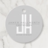 Modern ogend zakelijk monogram | Grey Bedankjes Labels (Voorkant)