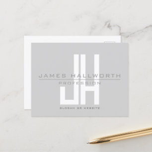 Modern ogend zakelijk monogram   Grey Briefkaart