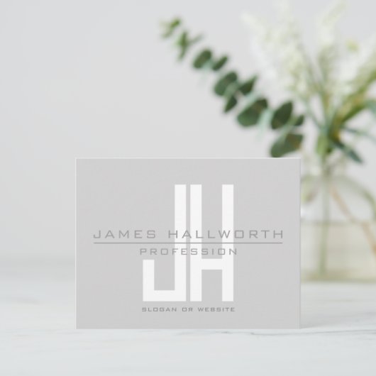 Modern ogend zakelijk monogram | Grey Briefkaart (Staand voorkant)