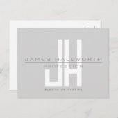 Modern ogend zakelijk monogram | Grey Briefkaart (Voorkant / Achterkant)