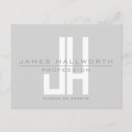 Modern ogend zakelijk monogram | Grey Briefkaart (Voorkant)