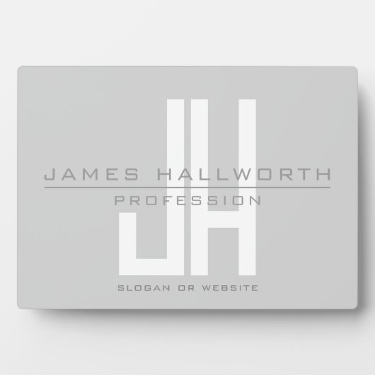 Modern ogend zakelijk monogram | Grey Fotoplaat (voorkant)