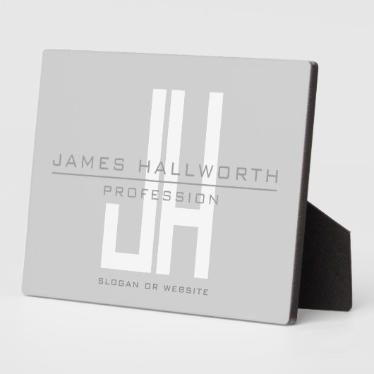 Modern ogend zakelijk monogram | Grey Fotoplaat (Zijkant)