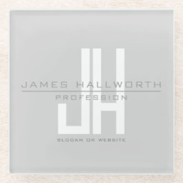 Modern ogend zakelijk monogram | Grey Glazen Onderzetter