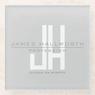 Modern ogend zakelijk monogram   Grey Glazen Onderzetter