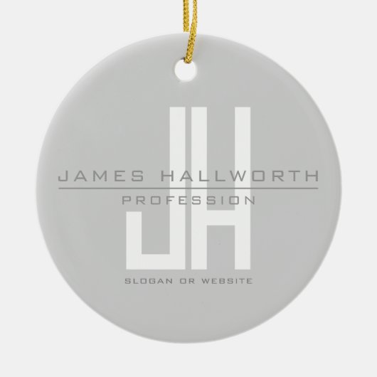 Modern ogend zakelijk monogram | Grey Keramisch Ornament (Voorkant)