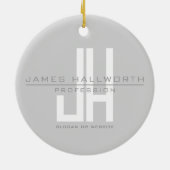 Modern ogend zakelijk monogram | Grey Keramisch Ornament (Achterkant)