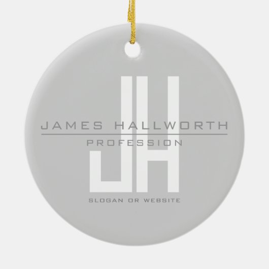 Modern ogend zakelijk monogram | Grey Keramisch Ornament (Achterkant)