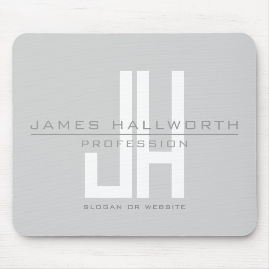 Modern ogend zakelijk monogram | Grey Muismat (Voorkant)