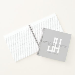 Modern ogend zakelijk monogram   Grey Notitieboek