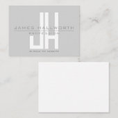 Modern ogend zakelijk monogram | Grey Notitiekaartje (Voorkant / Achterkant)
