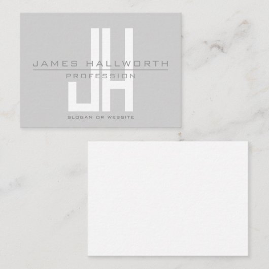 Modern ogend zakelijk monogram | Grey Notitiekaartje (Voorkant / Achterkant)