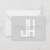 Modern ogend zakelijk monogram | Grey Notitiekaartje (Voorkant)